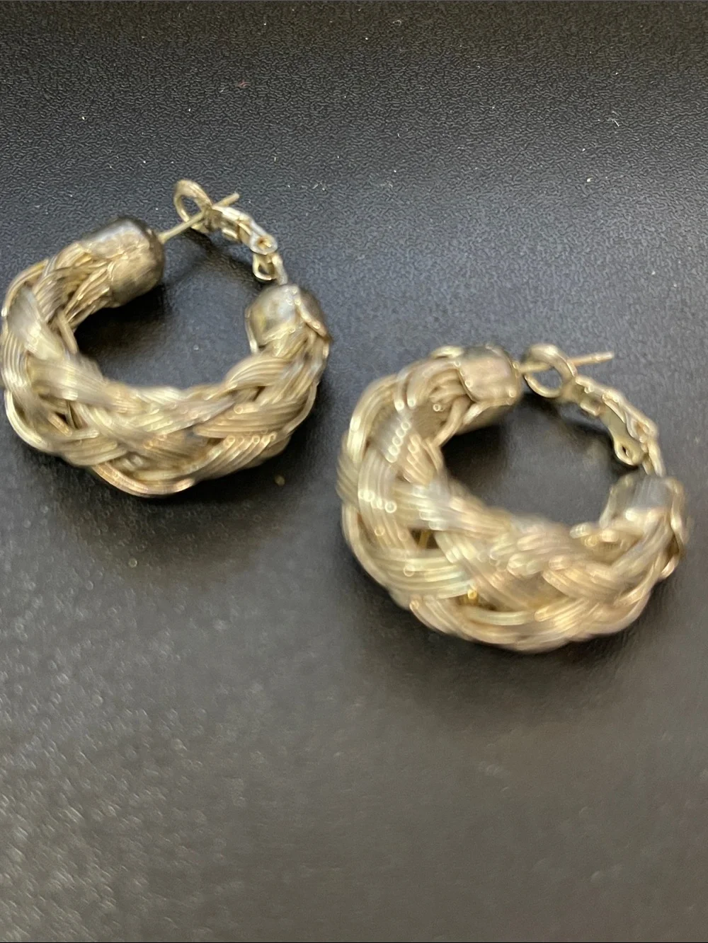 Braided Hoop Earrings in Silver Tone - Women Jewelry